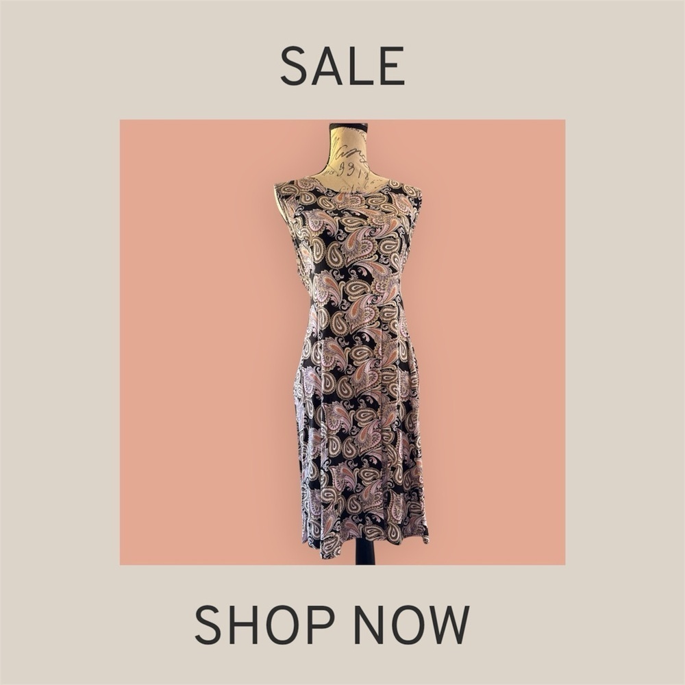 3/$13 Basic Editions- Multicolored Paisley Sleeveless midi Dress. Size XXL